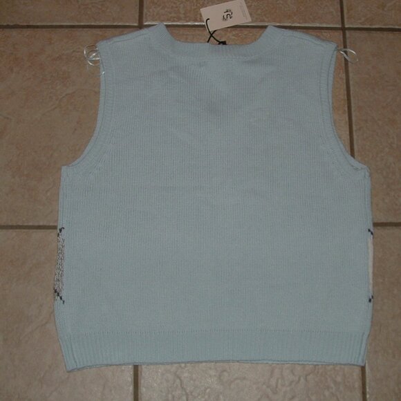 NEW Preppy Light Blue Sz Jr Large Argyle V-Neck Sweater Vest SINCERELY JULES - Picture 3 of 3